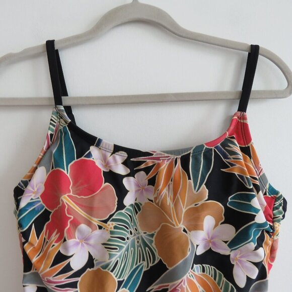 HURLEY Hawaiian Floral UPF 50+ Stretch Midweight One Piece Swimsuit - Size L - Picture 4 of 15